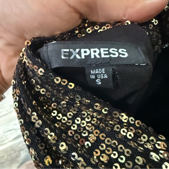 Express Women’s Sequin Black and Gold Mini Dress Size Small Taylor Swift Dress - Picture 9 of 9